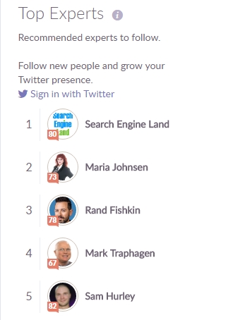 These, for example, are top 5 influencers for SEO. 