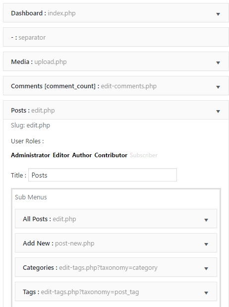 WP Admin UI Customize allows you to fully adjust the Sidebar to your own needs.