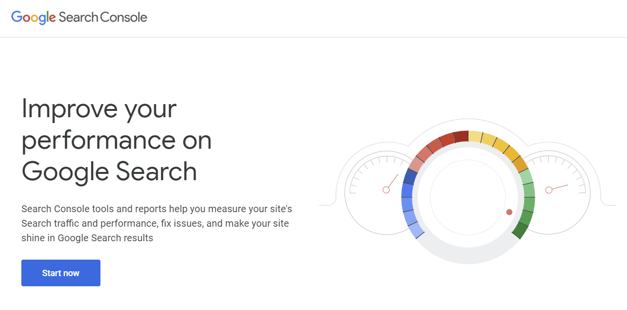 Homepage of Google Search Console.