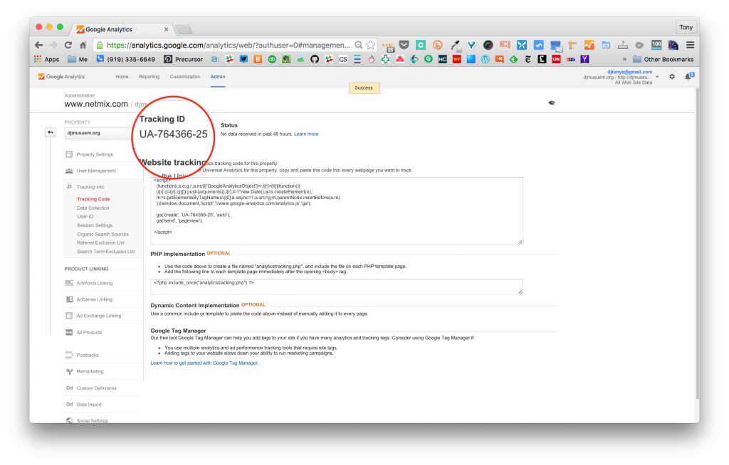 Google Analytics UA Tracking ID Assignment