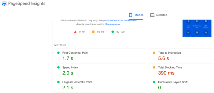 Another tool you can use to check site speed is Google's Pagespeed Insights.