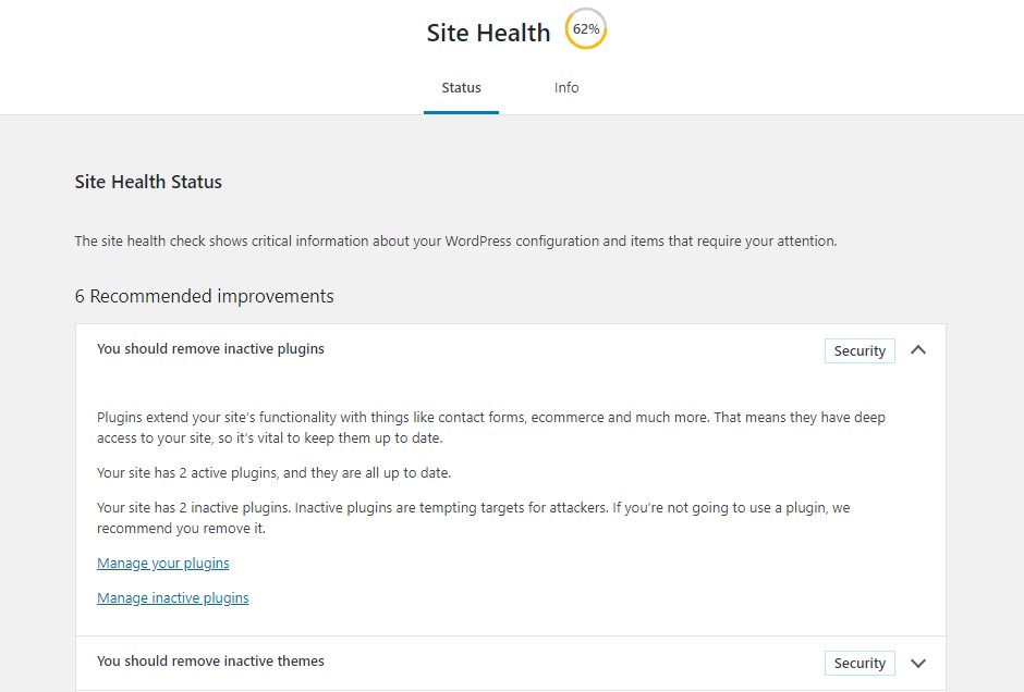 Site Health Check feature