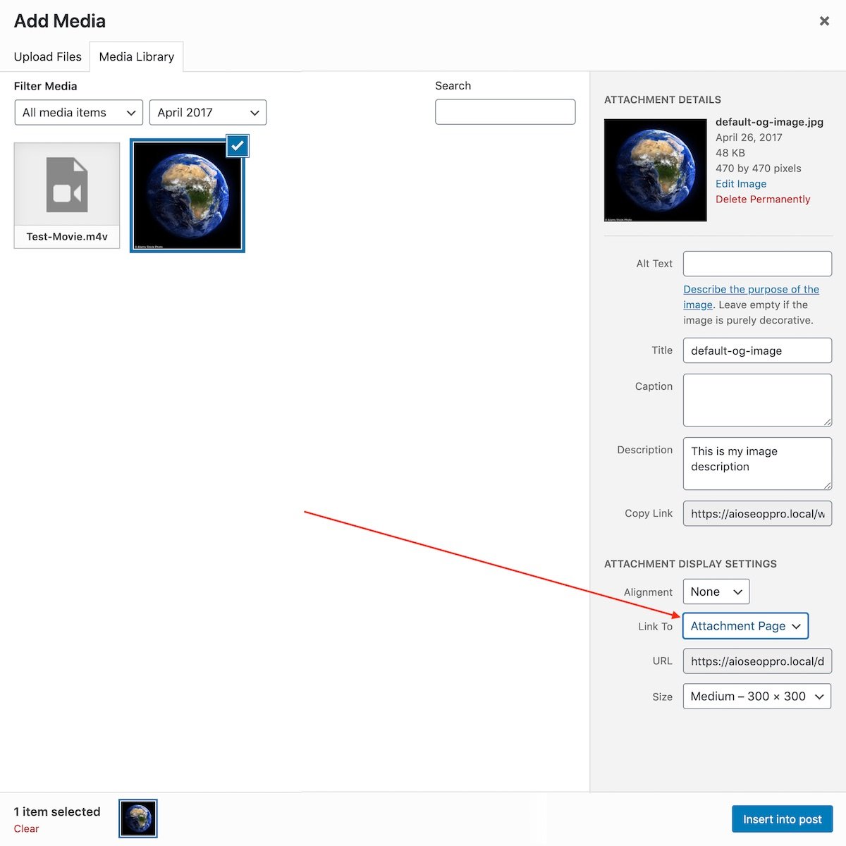 Linking to an Attachment Page in the Classic Editor