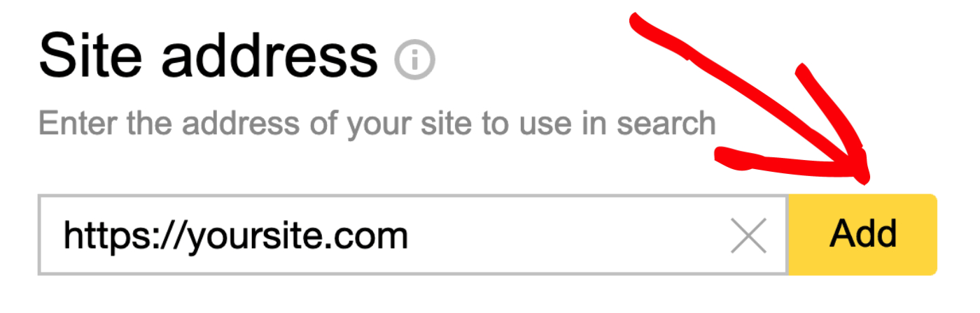 Add your site URL in the Site address box