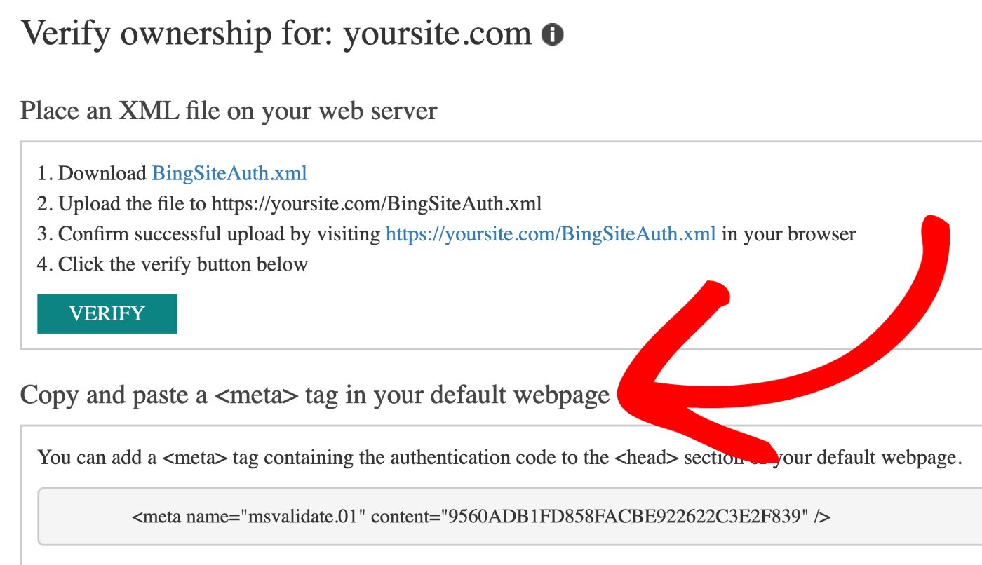 meta tag section on verify ownership screen Maxkinon