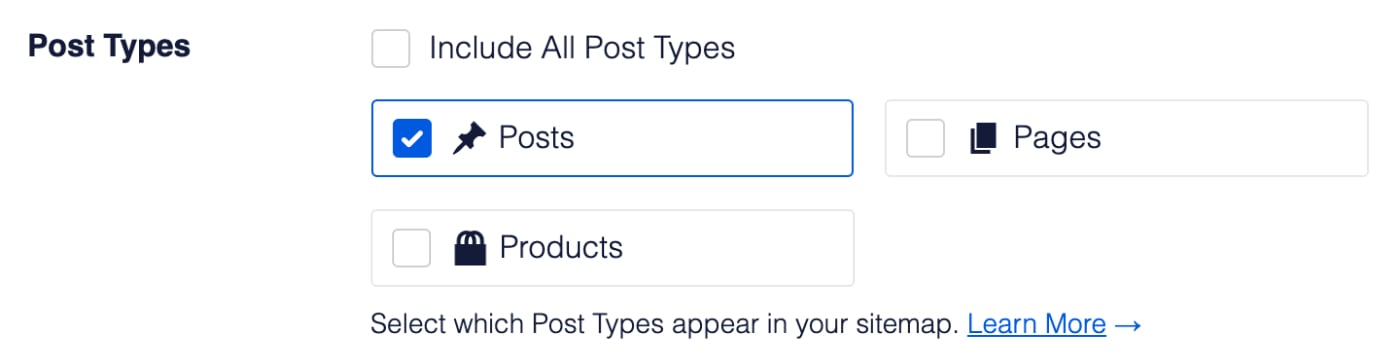 Post Types settings in News Sitemap