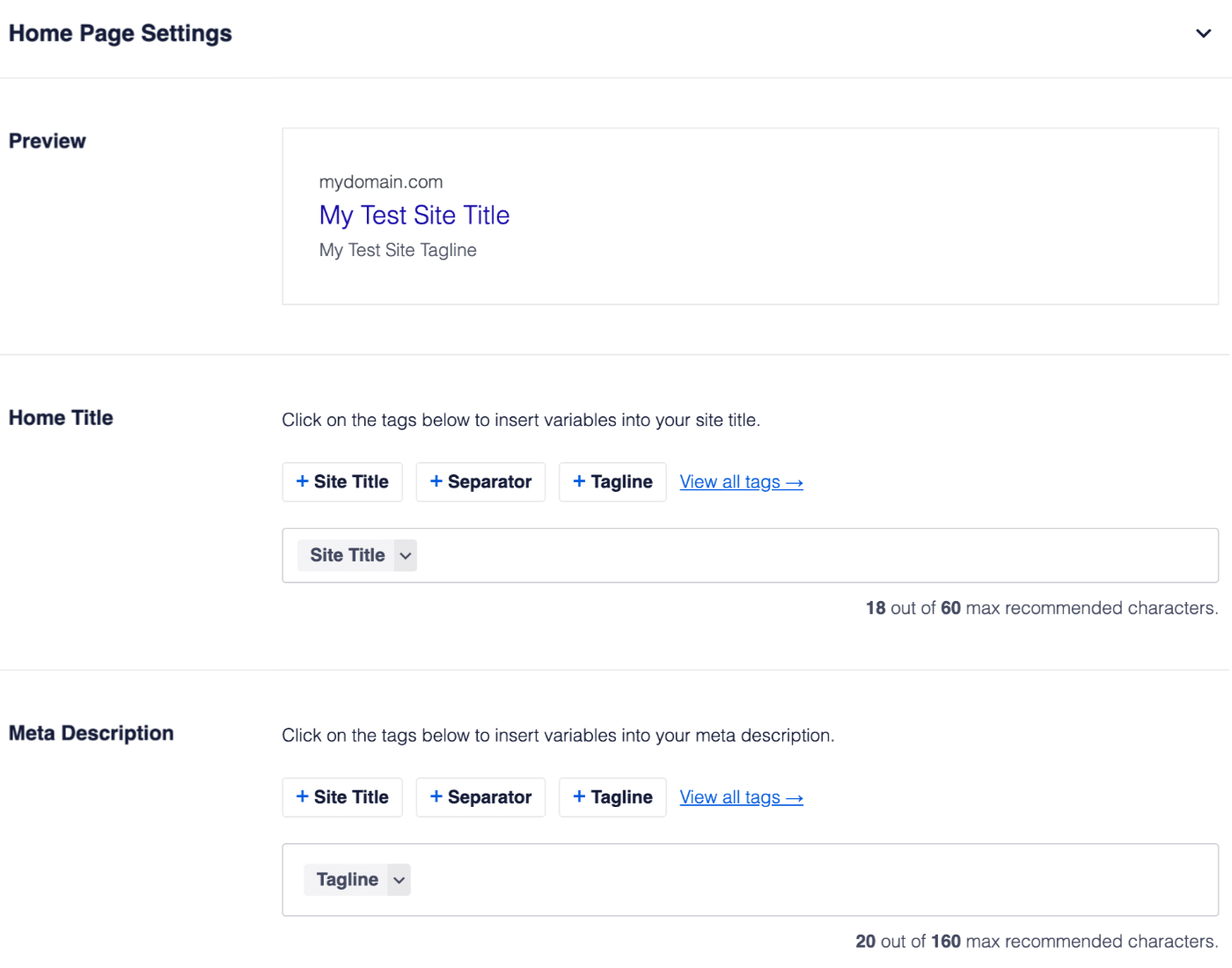 Home Page Settings in All in One SEO