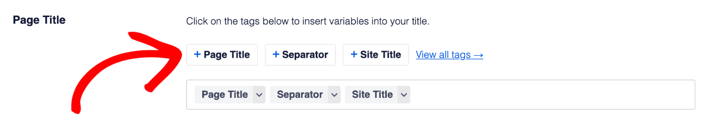 Adding a smart tag to the Page Title field