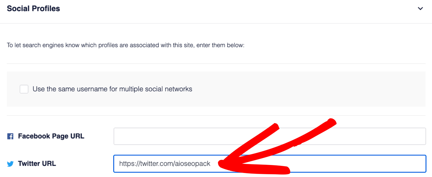 Twitter URL field in Social Profiles settings