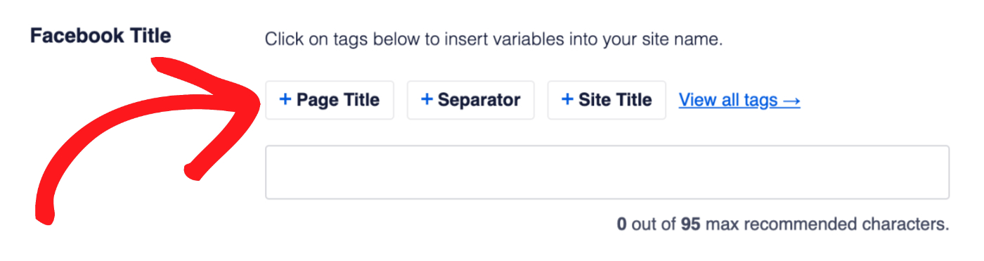 Adding a smart tag to the Facebook Title field
