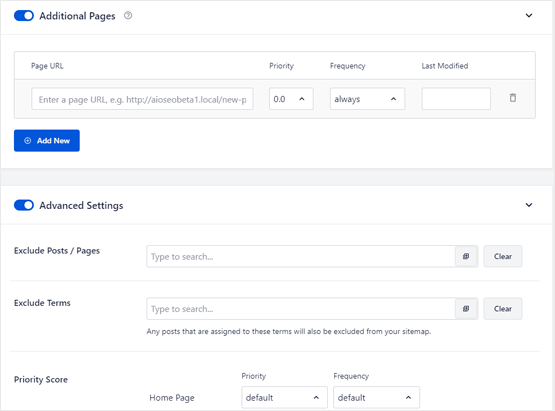 Easily edit your sitemap in WordPress with advanced settings.