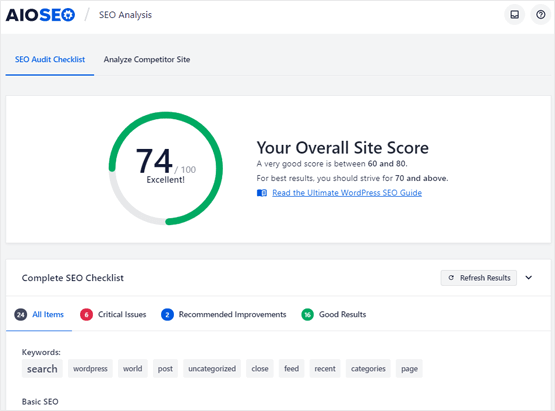 SEO Audit Checklist in All in One SEO (AIOSEO)