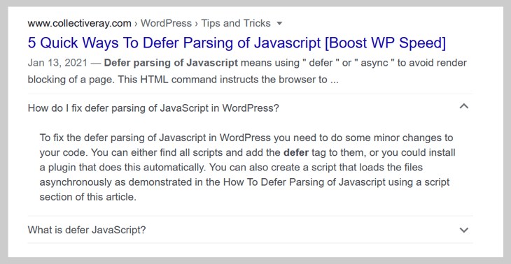 How to add rich snippets to WordPress (the easy way) - example of a FAQ rich snippet