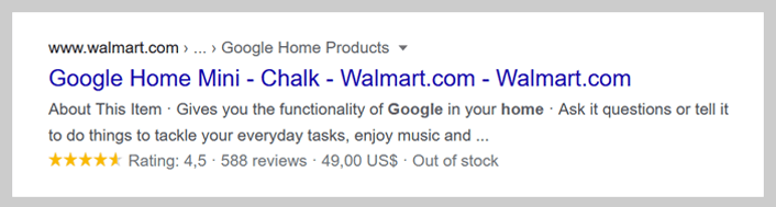 Rich snippet for products in search results on Google