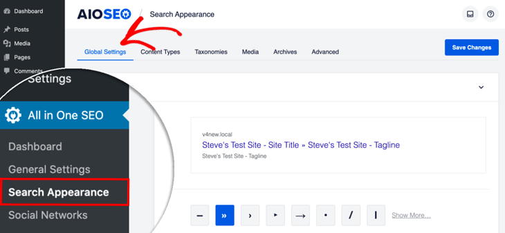 Add schema markup to WordPress - search appearance in All in One SEO menu