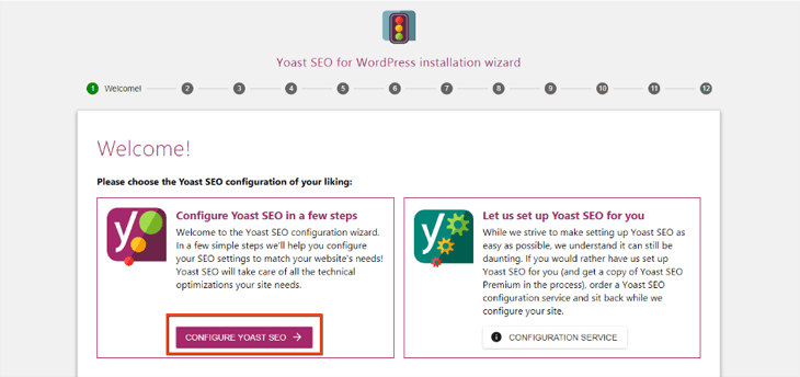 Yoast SEO's first time SEO configuration wizard
