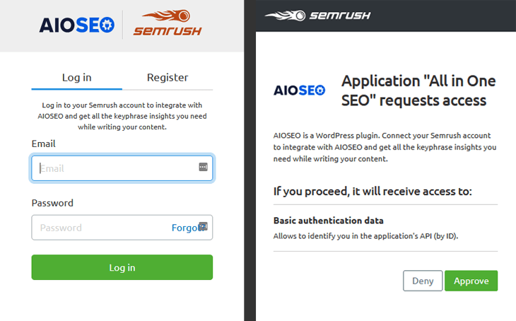 Introducing Semrush integration - log in or create a Semrush account