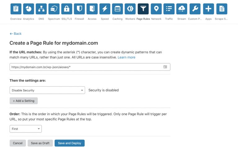 Cloudflare firewall rules настройка