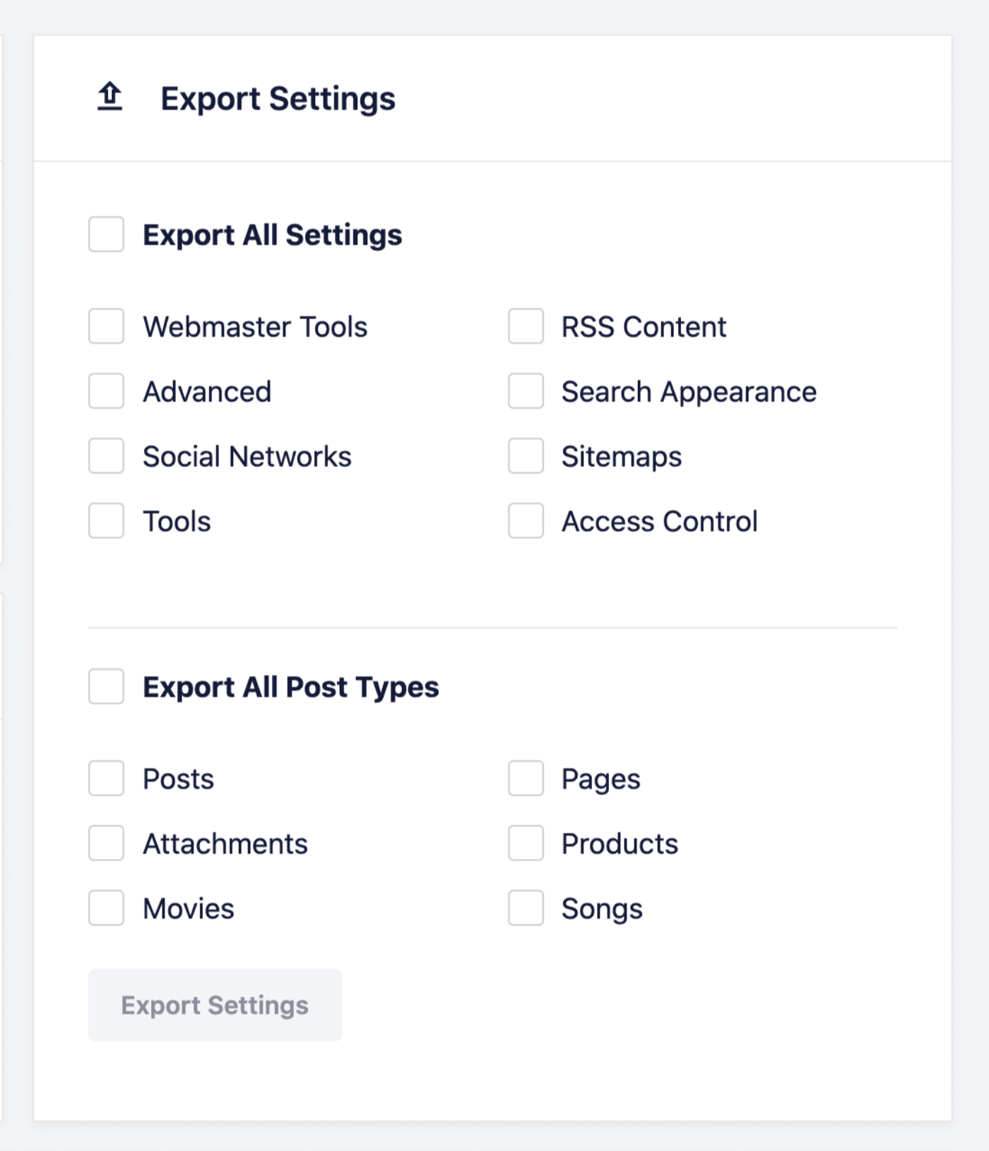 Export Settings in All in One SEO
