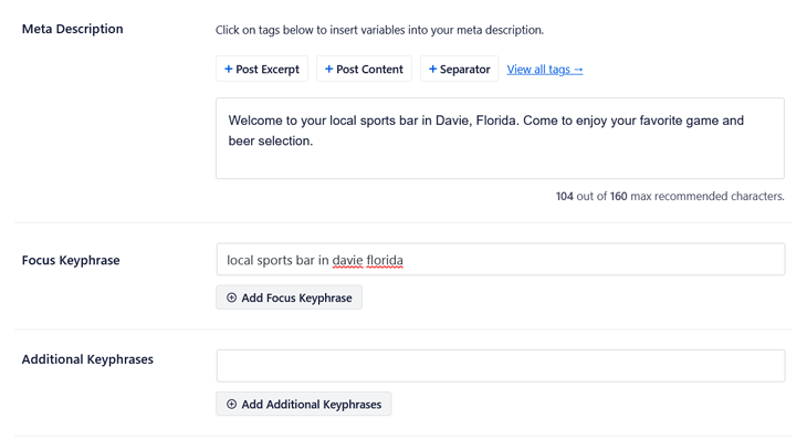 A complete local SEO checklist: optimize your meta description and focus keyphrase in All in One SEO