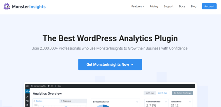 The best WordPress Google Analytics plugin on the market, MonsterInsights