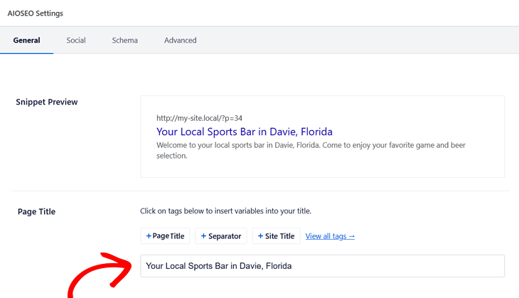 A complete local SEO checklist: optimize your title tag in All in One SEO