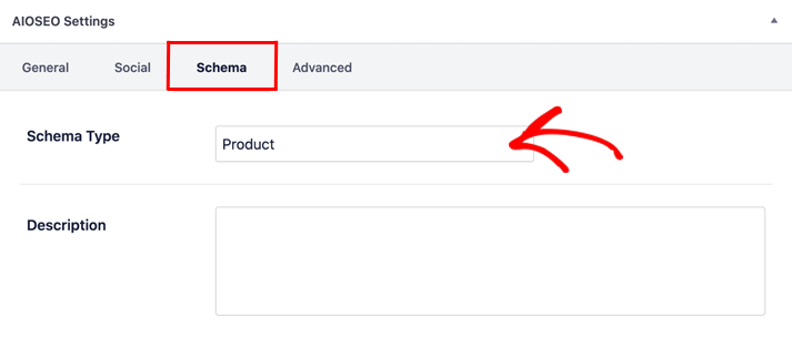 Adding rich snippets to your products in All in One SEO - choose schema type