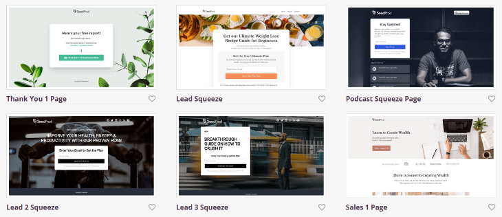 seedprod landing page templates