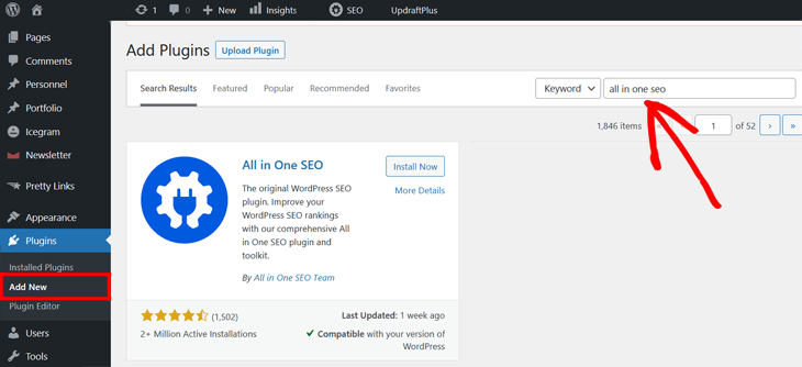 Installing All in One SEO in WordPress