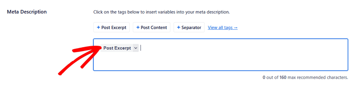Adding your meta description in All in One SEO using variables