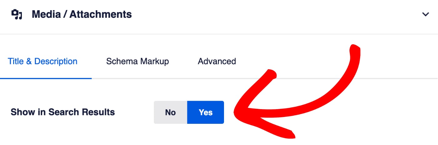 Show in Search Results setting for Media Attachments