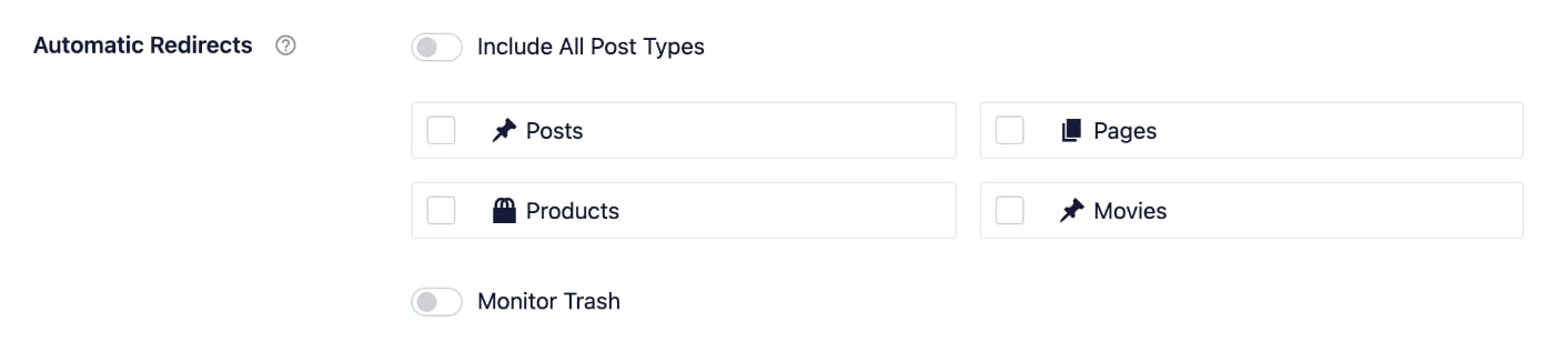 Automatic Redirects settings in Redirection Manager