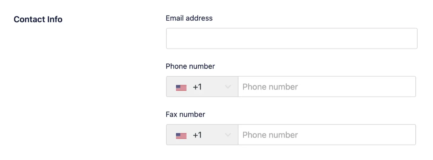 Optionally enter your email address, phone number and fax number in the Contact Info section