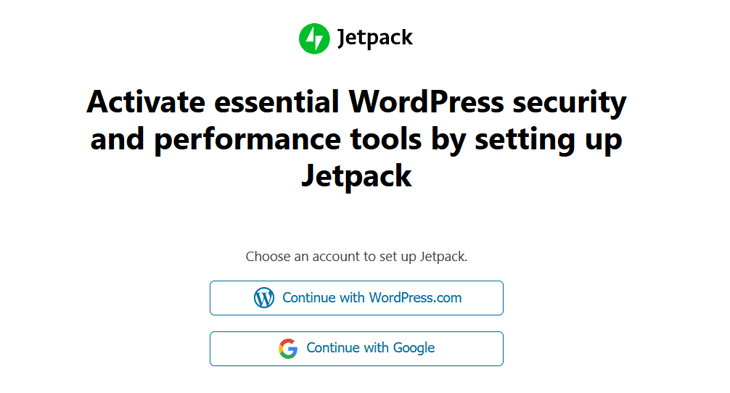 Choose an account to set up Jetpack 