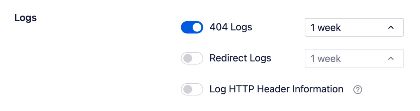 404 Logs setting in Redirection Manager