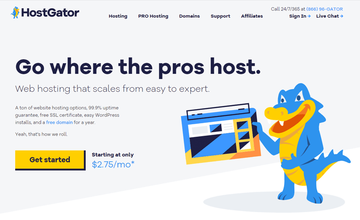 HostGator best WordPress hosting service homepage