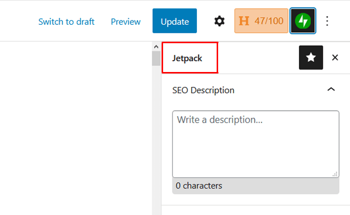 SEO description meta box in Jetpack
