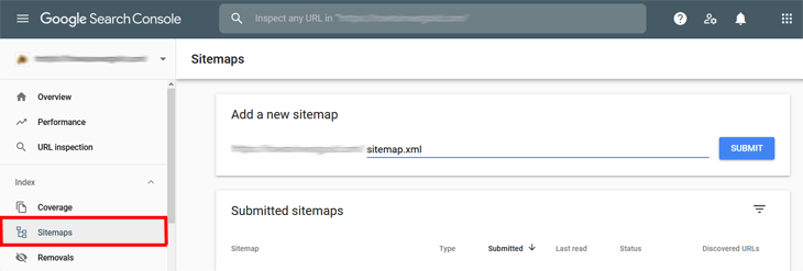 Submitting sitemap to Google Search Console