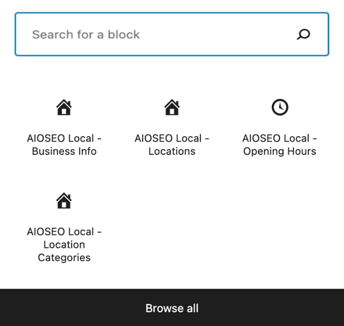 Local Business SEO blocks in the Block editor