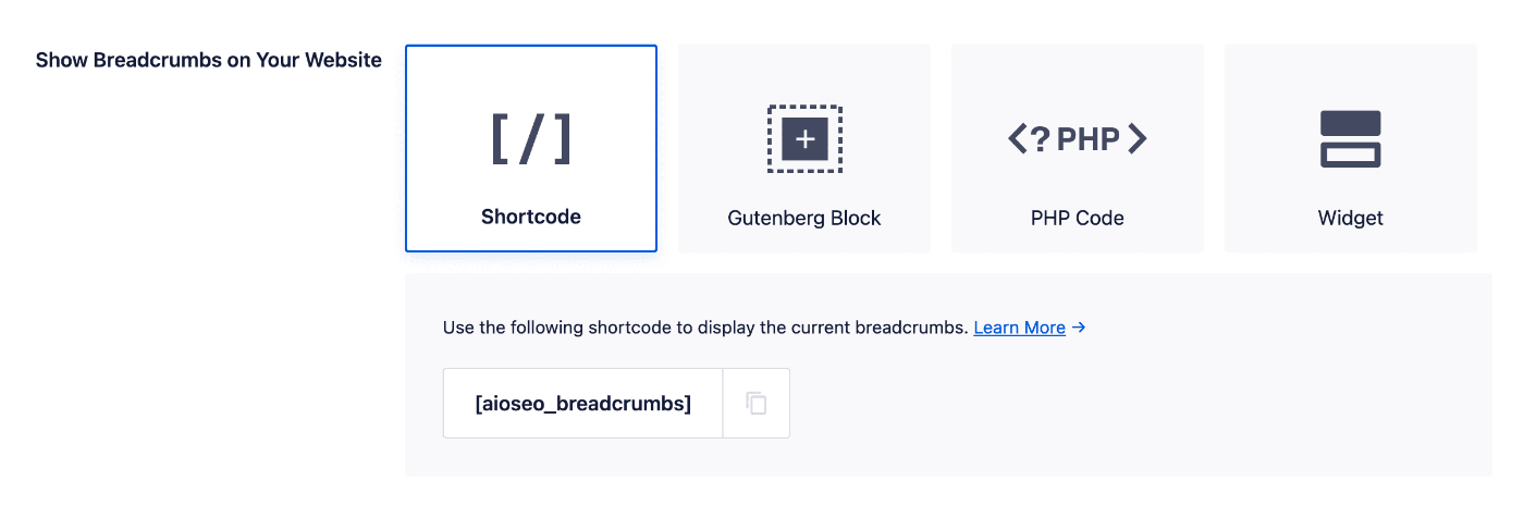 Show Breadcrumbs on Your Website section