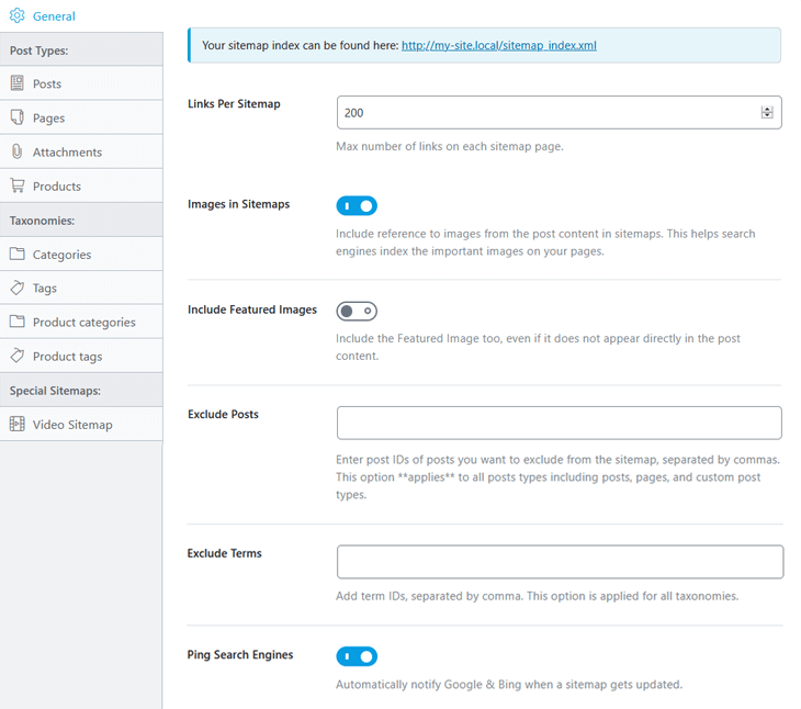 Sitemap settings in Rank Math