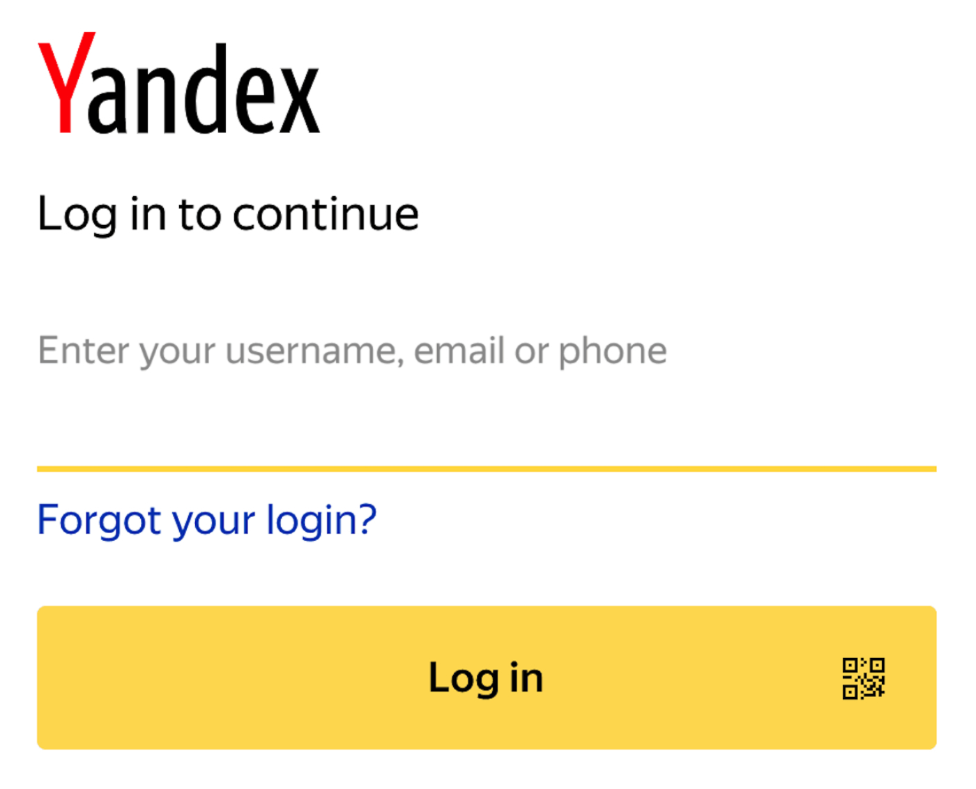 Login page for Yandex Webmaster Tools