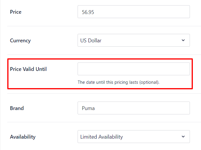 identify missing schema properties for WooCommerce products in AIOSEO schema settings and add them.