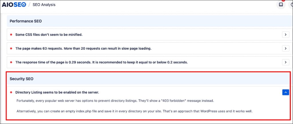 Security issues in AIOSEO's Site Audit