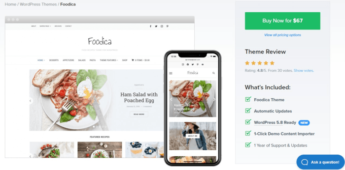 Foodica is an excellent option for food bloggers looking for the best WordPress themes for SEO.