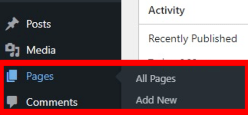 To create a Page, head over to your WordPress dashboard and click "Add New."