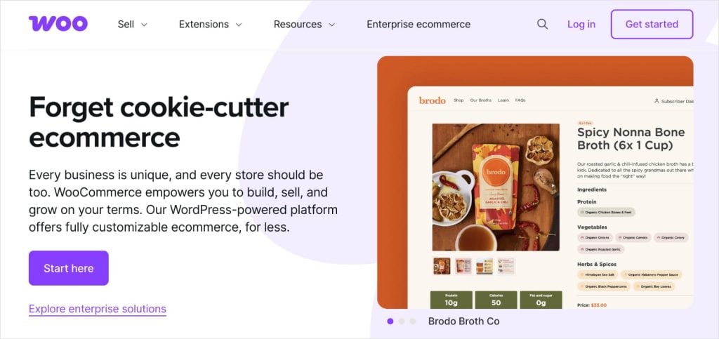 Woocommerce homepage.