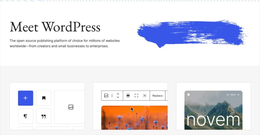 WordPress.org homepage, the best website builder for SEO.