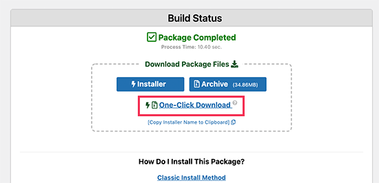Duplicator builds an indstaller and archive packaage of your website that you can save on your local computer.